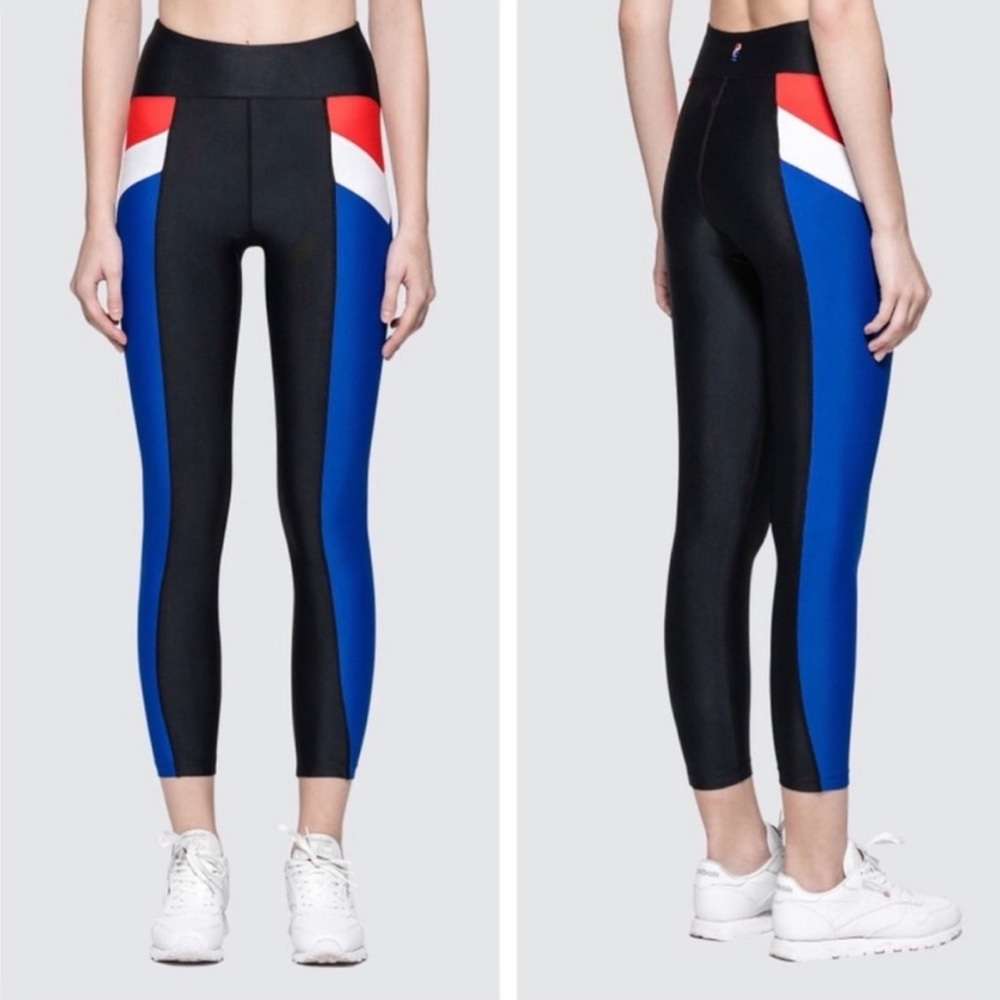 P.E Nation Black and Blue Colorblock Leggings